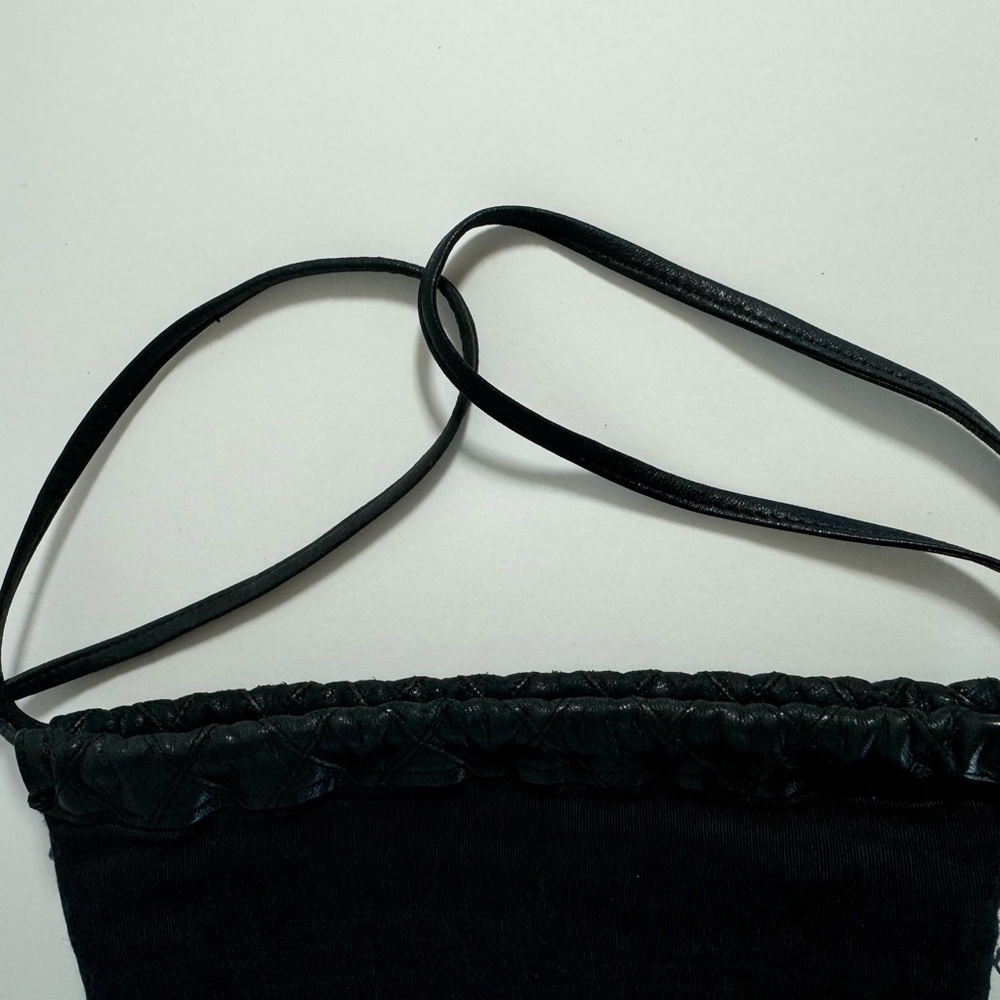 100% Authentic CHANEL Quilted Drawstring Bag Pouch Coco Mark Black - Picture 5 of 11